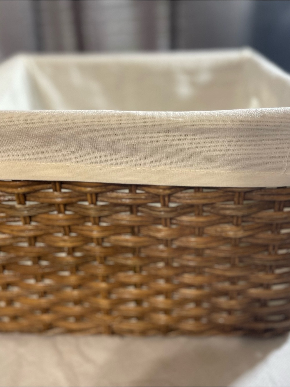 Neutral Woven Storage Basket with Cream Liner